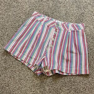BDG by Urban Outfitters Multicolor Striped High Waist Pleated Shorts EUC 4